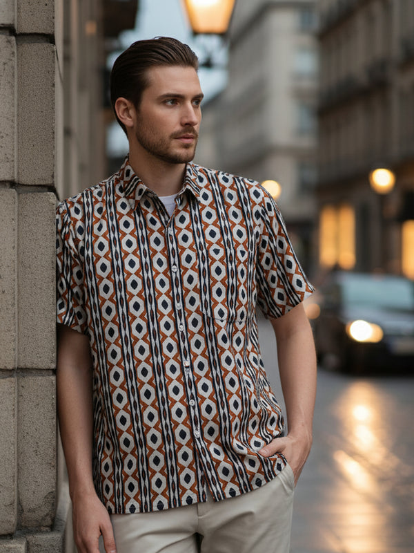 HADID SHIRT SHORT SLEEVE (BURNT ORANGE)